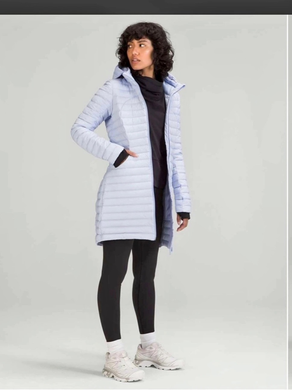 Lululemon Pack it Down Long Jacket Blue Linen - 6